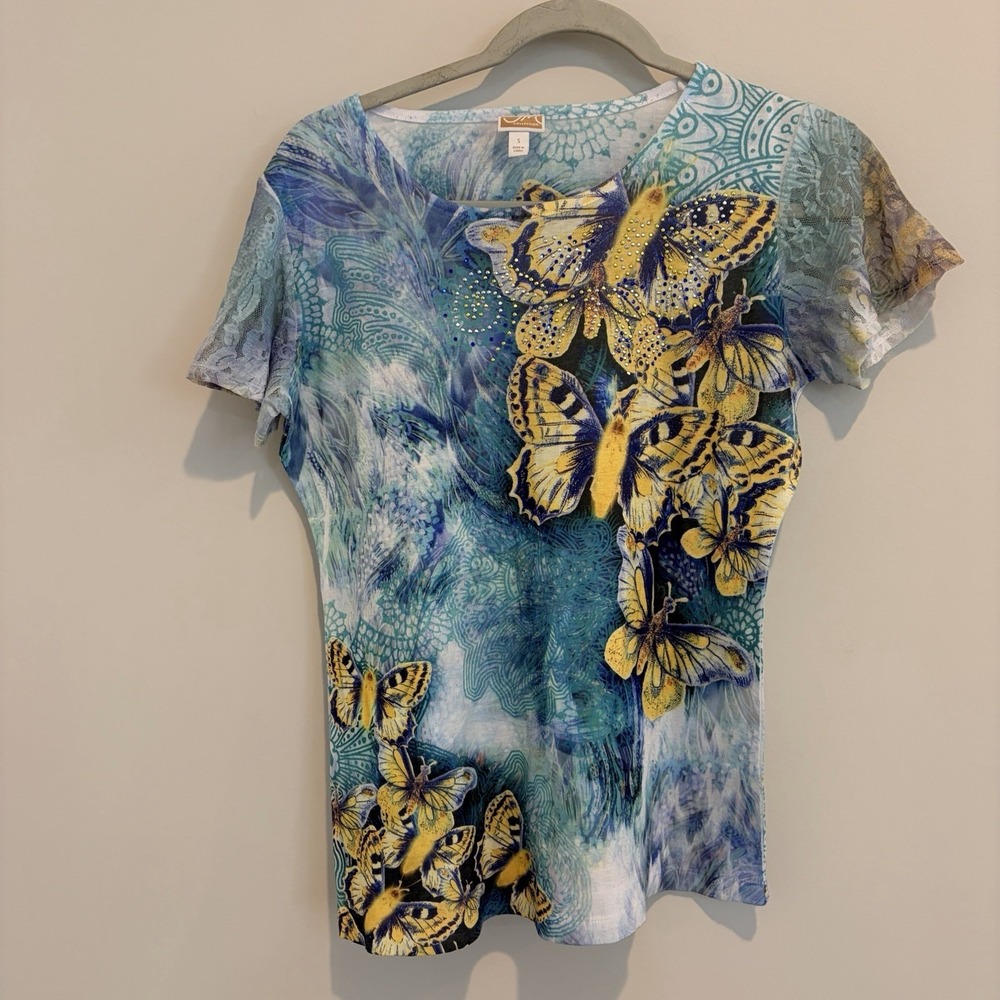 Art To Wear Short Sleeve T Shirt Butterflies Small